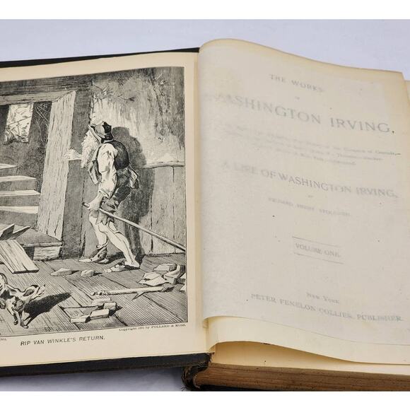 The Works Of Washington Irving By Richard Henry Stoddard Volume 1 Antiquarian - Picture 3 of 10